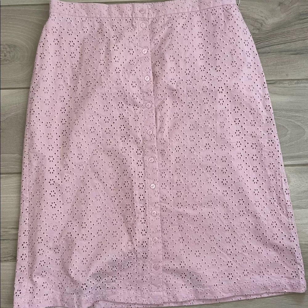 Rachel Parcell Front Button Eyelet Skirt XL NWT Pink - Picture 5 of 5